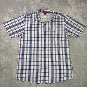 The North Face Blue Plaid Shirt Men's Sz L Vented Back